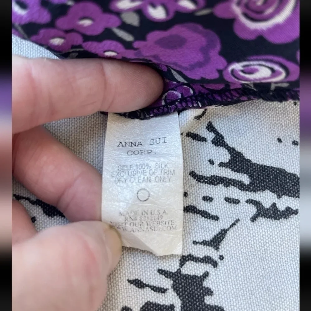 Rare Vintage Y2K Anna Sui Tank Top | Silk Floral Lace Cut Out Butterfly Camisole - Picture 7 of 9